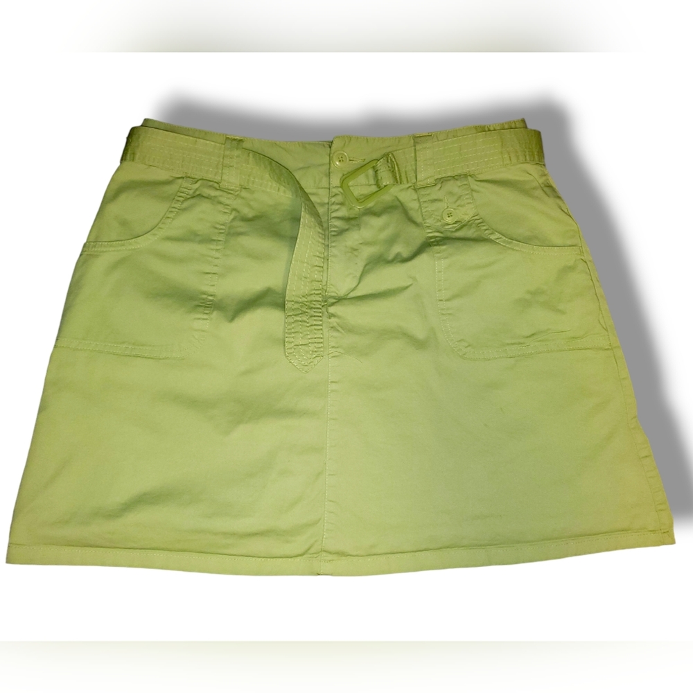 White Stag Green Skirt Size 10 Average Regular Skort Belt Womans